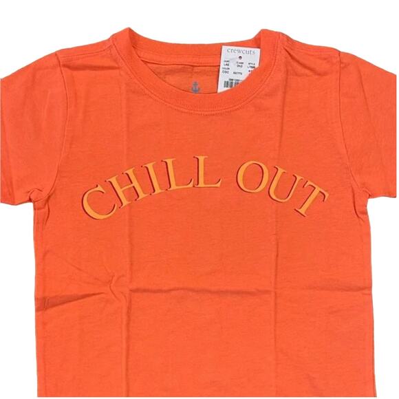 NWT J. Crew Boys' Orange/Coral W/"Chill Out" Graphic T-Shirt - Picture 3 of 9